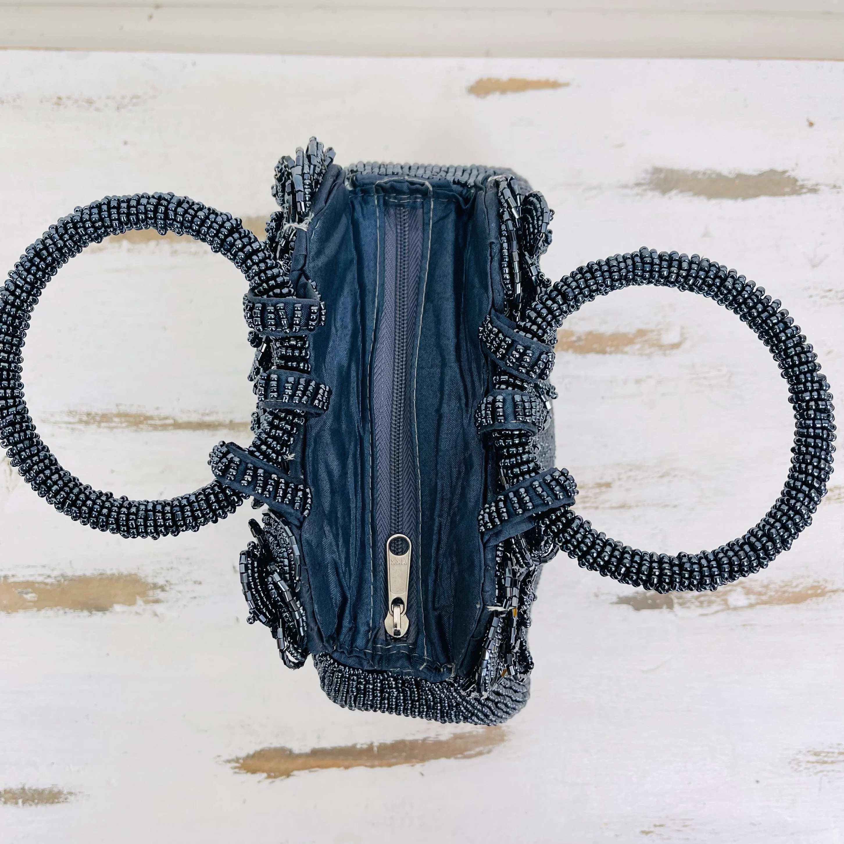 Rose Beaded Handbag - Gunmetal - Image 3