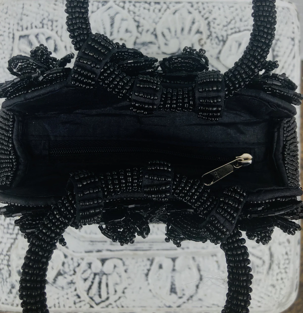 Rose Beaded Handbag - Black - Image 4